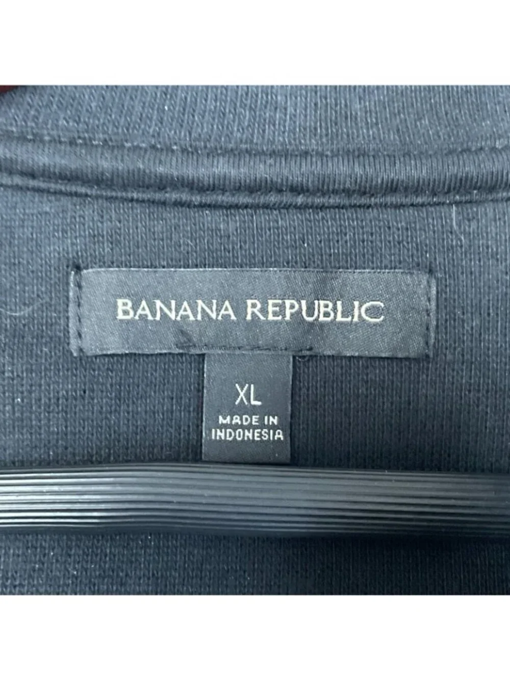 Banana Republic Men's XL Black 1/4 Zip Pullover Sweatshirt Cotton Blend F1059